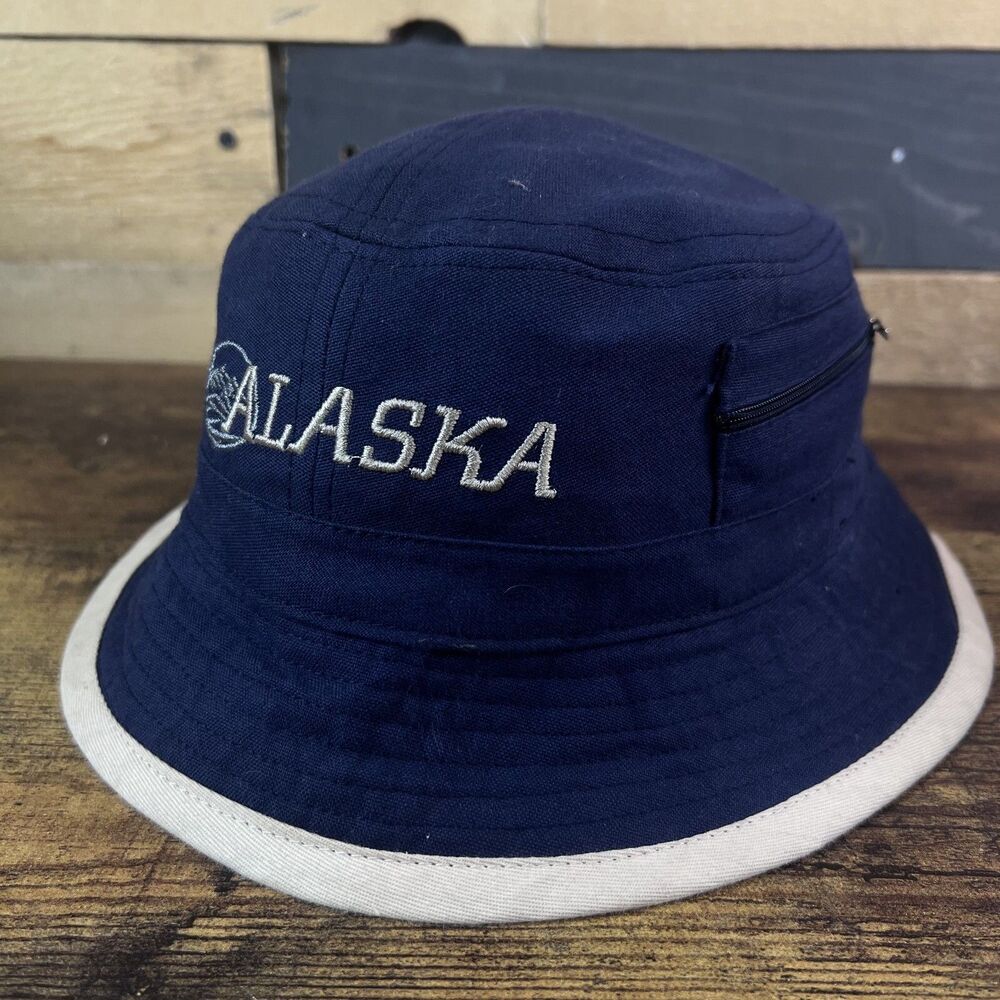 Alaska Blue Bucket Hat Fishing Dutch Harbor Gear Medium